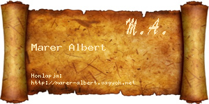 Marer Albert névjegykártya